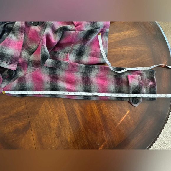 Pendleton Women’s PinkGrey Plaid Wool Blend Double Breasted Button Jacket Medium - Picture 7 of 11